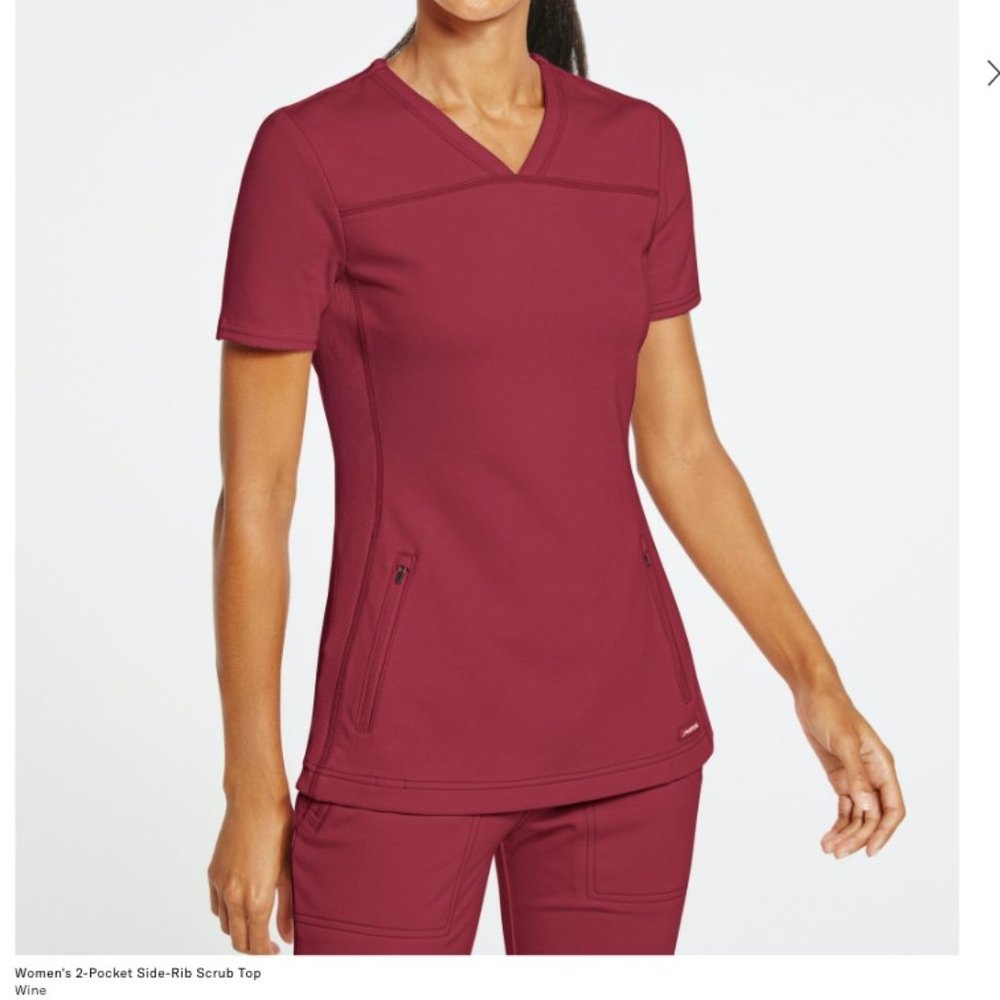 Jaanuu 2 Pocket Side Rib Scrub Top - Wine (XS)